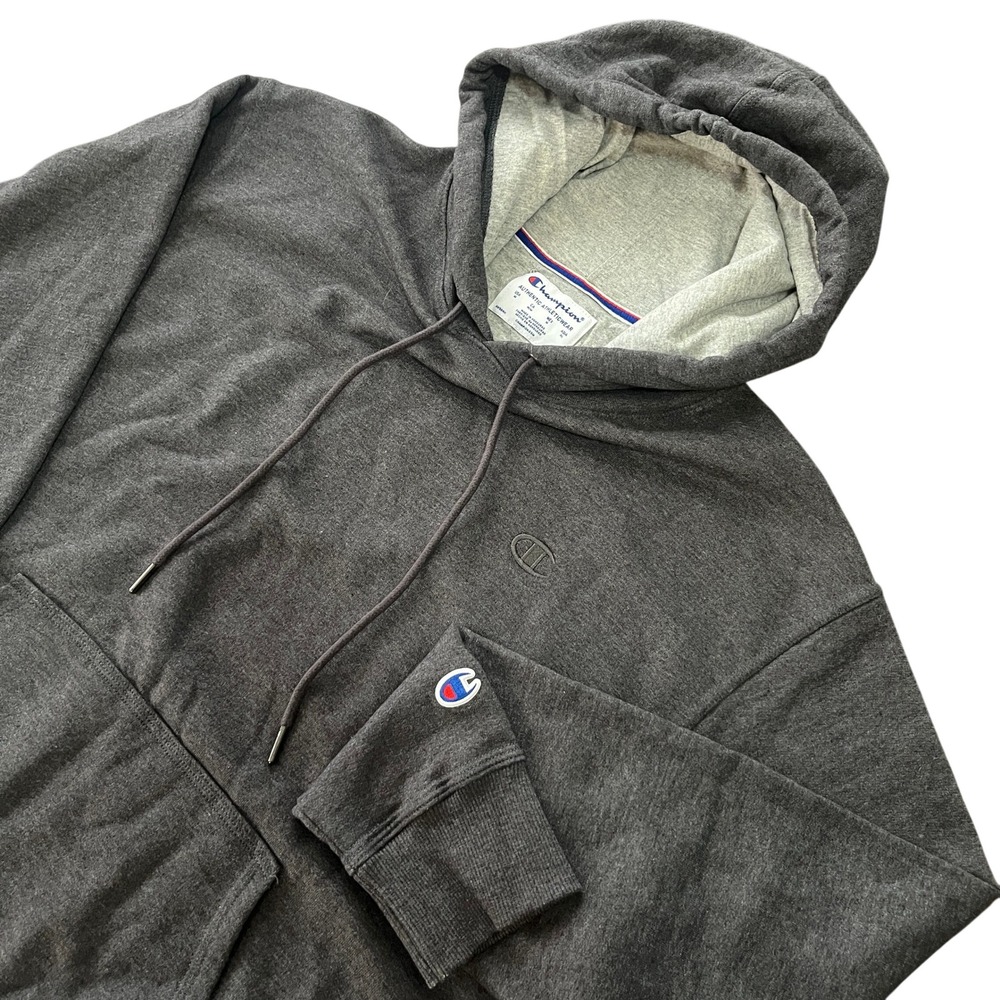 Champion Hoodie Mens M Charcoal Gray Fleece Pullover Sweatshirt S0889 Powerblend